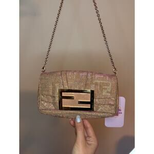 Fendi Gold & Pink Zucca Mia Pochette